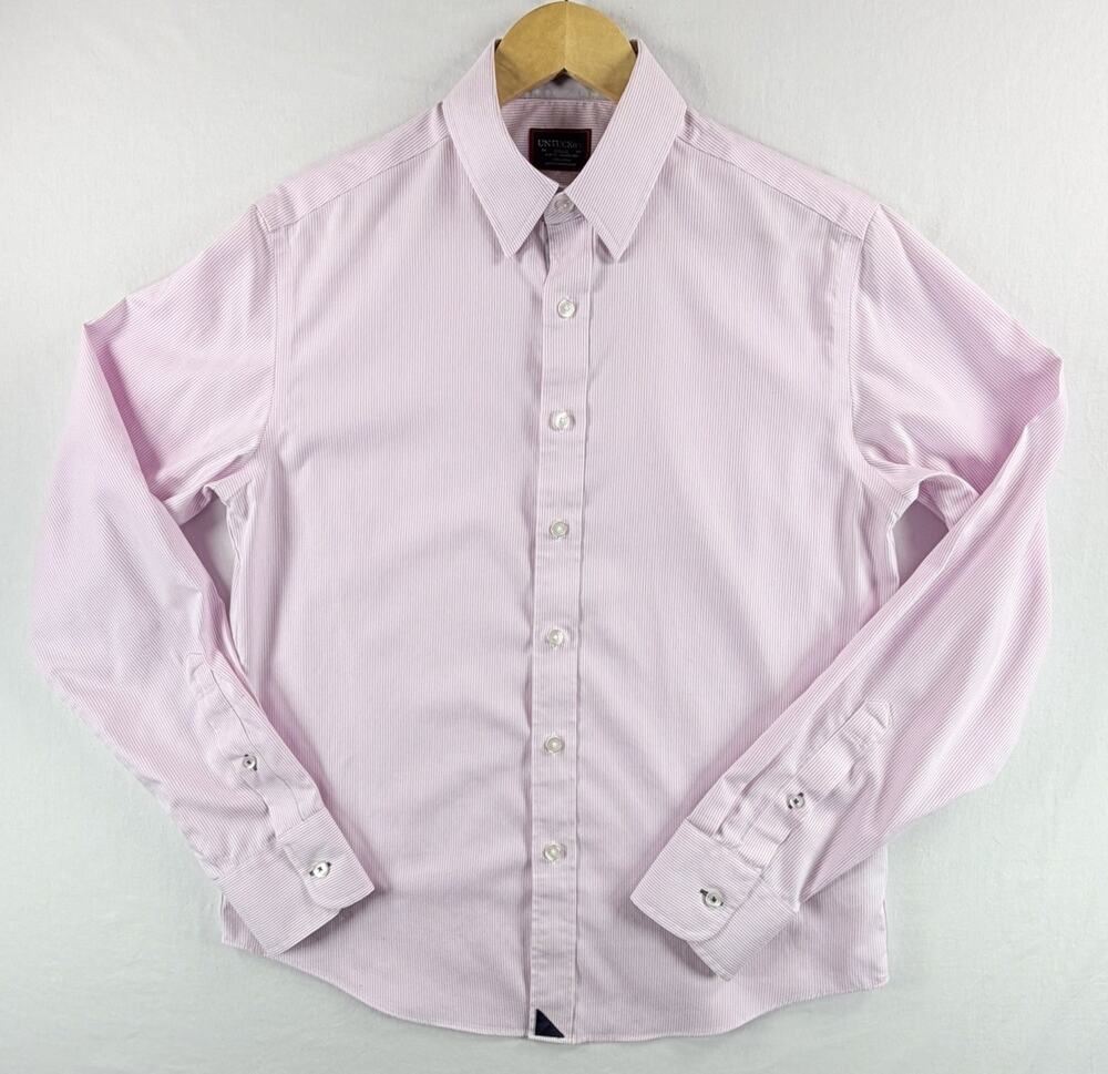 UNTUCKit Men’s Douro WF Shirt Size Small Pink White Stripe Slim Wrinkle-Free